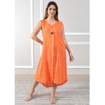 Vestido Polly Linho Italiano Laranja .