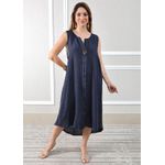 Vestido Polly Linho Italiano Azul Marinho .