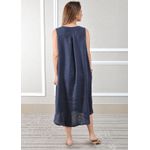Vestido Polly Linho Italiano Azul Marinho .
