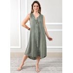 Vestido Polly Linho Italiano Verde Militar .