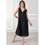 Vestido Polly Linho Italiano Preto .