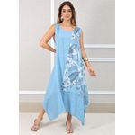 Vestido Luciana Linho Italiano Azul Hortência