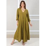 Vestido Regina Linho Italiano Verde Musgo