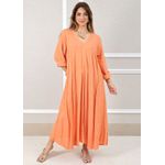 Vestido Regina Linho Italiano Pêssego