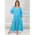 Vestido Regina Linho Italiano Azul Celeste 