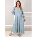 Vestido Regina Linho Italiano Azul Bebe