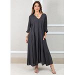 Vestido Regina Linho Italiano Chumbo