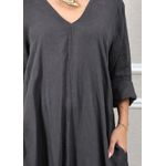 Vestido Regina Linho Italiano Chumbo