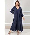 Vestido Regina Linho Italiano Azul Marinho