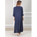 Vestido Regina Linho Italiano Azul Marinho