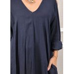 Vestido Regina Linho Italiano Azul Marinho