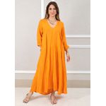 Vestido Regina Linho Italiano Laranja