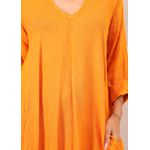 Vestido Regina Linho Italiano Laranja