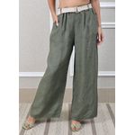 Calça Palmira Linho Italiano Verde Militar