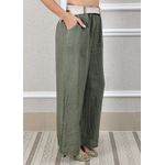 Calça Palmira Linho Italiano Verde Militar