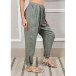 Calça Clássica Linho Italiano Verde Militar