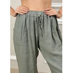 Calça Clássica Linho Italiano Verde Militar
