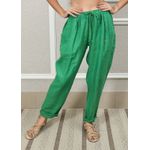 Calça Clássica Linho Italiano Verde Bandeira 