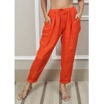 Calça Clássica Linho Italiano Laranja