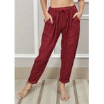 Calça Clássica Linho Italiano Vinho