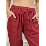 Calça Clássica Linho Italiano Vinho