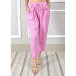 Calça Clássica Linho Italiano Rosa Chiclete