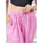 Calça Clássica Linho Italiano Rosa Chiclete