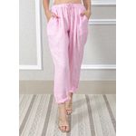 Calça Clássica Linho Italiano Rosa Bebe