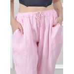 Calça Clássica Linho Italiano Rosa Bebe
