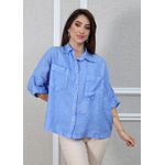Camisa Carol Linho Italiano Azul Hortência 