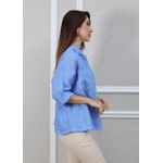 Camisa Carol Linho Italiano Azul Hortência 