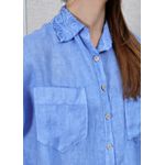 Camisa Carol Linho Italiano Azul Hortência 