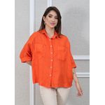 Camisa Carol Linho Italiano Laranja