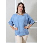 Bata Clara Linho Italiano Azul Hortência 