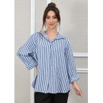 Camisa Monica Linho Italiano Azul Hortência