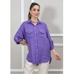 Camisa Clássica Linho Italiano Roxa