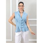 Colete Bela Linho Italiano Azul Jeans
