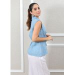 Colete Bela Linho Italiano Azul Jeans