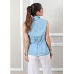 Colete Bela Linho Italiano Azul Jeans