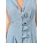 Colete Bela Linho Italiano Azul Jeans