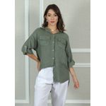 Camisa Clássica Linho Italiano Verde Militar
