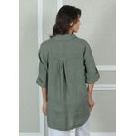 Camisa Clássica Linho Italiano Verde Militar