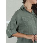 Camisa Clássica Linho Italiano Verde Militar