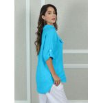 Camisa Clássica Linho Italiano Azul Turquesa