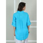 Camisa Clássica Linho Italiano Azul Turquesa