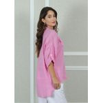 Camisa Clássica Linho Italiano Rosa Chiclete