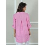 Camisa Clássica Linho Italiano Rosa Chiclete