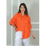 Camisa Clássica Linho Italiano Laranja