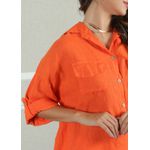 Camisa Clássica Linho Italiano Laranja