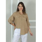 Camisa Clássica Linho Italiano Caramelo
